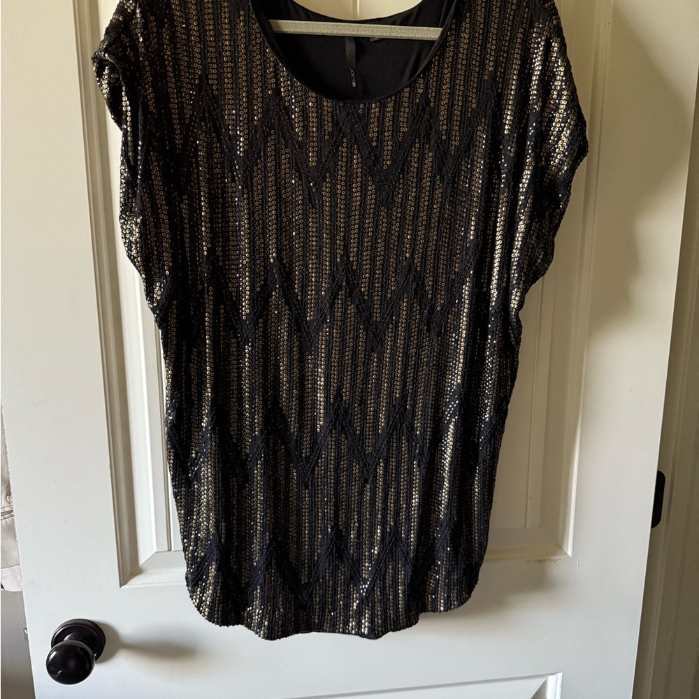 Joe's Jeans Black and White Sequin Cap Sleeve Blouse
